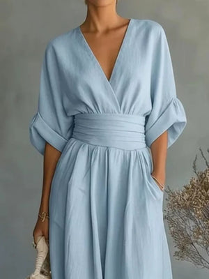 Full Size Half Sleeve Wide Leg Jumpsuit, side view