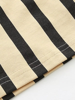 Baby cotton tee and shorts set with black and tan stripes.