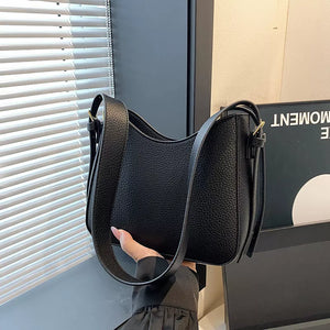 Pu Leather Crossbody Bag in Black, side view
