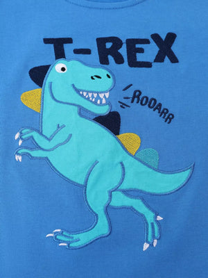 Children's Dinosaur Embroidered Short Sleeve Tee, close-up detail