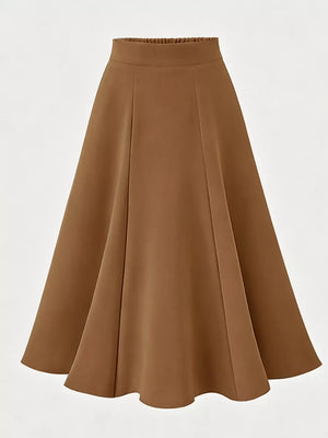 A-line Midi Skirt With Elastic Waistband, product detail
