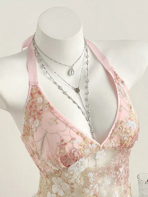 Sequin Halter Neck Cami, fit detail