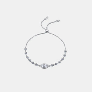 Adjustable silver bracelet with marquise and round crystal charms