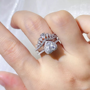 2 Carat 925 Sterling Silver Moissanite Ring Set in Silver, front view