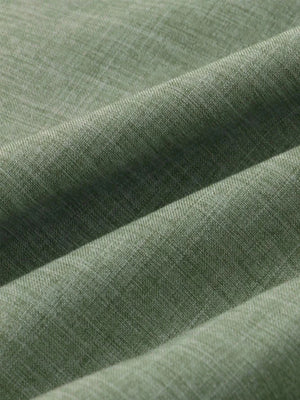 Textured band collar casual shirt in army green fabric detail