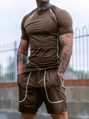 Men's Casual Short Sleeve T-shirt And Shorts Set in Black, view 11
