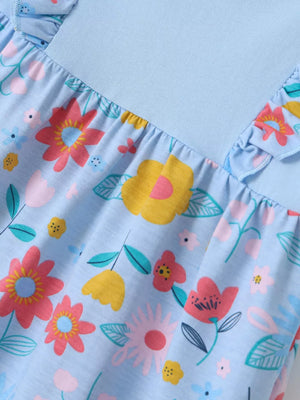 Children's Ruffled Floral Print Dress, model styling view