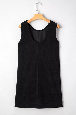 Corduroy Patch Pocket Sleeveless Mini Dress, product detail