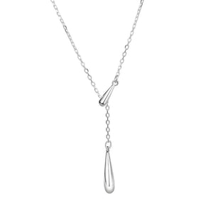Elegant Y-shaped pendant necklace in sterling silver with a single teardrop charm.