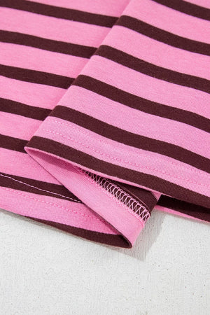 Stripe V Neck Drop Shoulder Long Sleeve Shirt, close-up detail