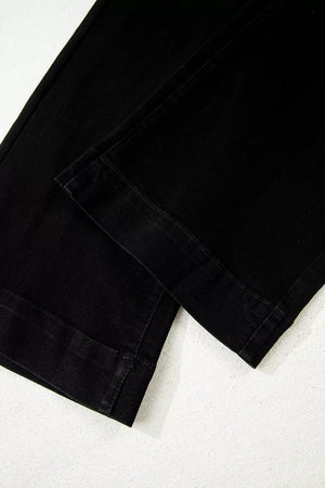 2-button High Waist Flared Jeans, front view