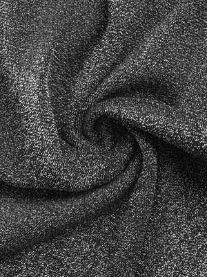 Gray glitter knit one shoulder wide leg jumpsuit fabric detail