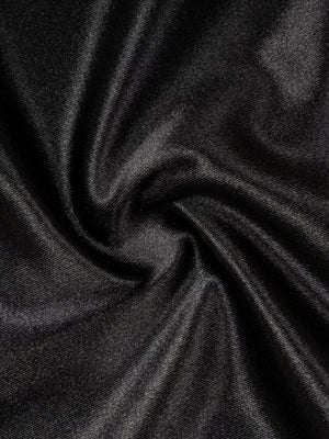 Black satin maxi skirt fabric detail with soft sheen and subtle texture.