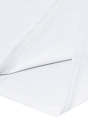 White cotton t-shirt detail showing stitching and fabric texture.