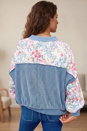 Multicolour Floral Print Round Neck Shift Top, side view