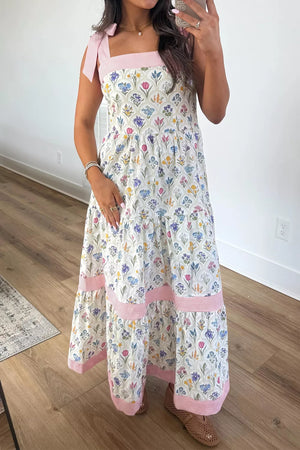 Tiered Floral Tie Shoulder Midi Dress, side view