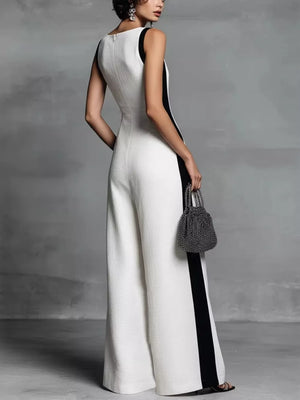 Deep V-neck Wide-leg Jumpsuit, close-up detail