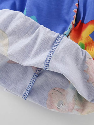 Toddler cotton blend underwear with whimsical ocean creature print and blue stitching detail.