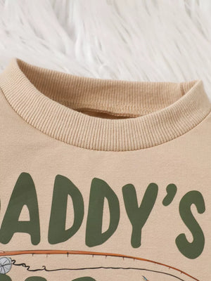 Children S Letter Round Neck Top And Pants in Apricot, side view