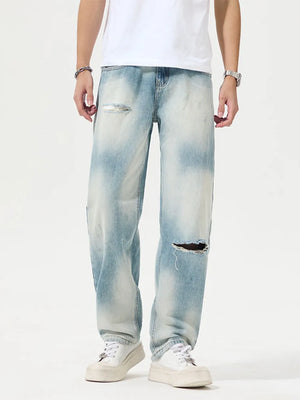 Men's Distressed Relaxed Fit Jeans in Light, front view