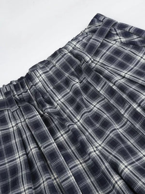 Men S Plaid Wide-leg Pants in Blue, back view