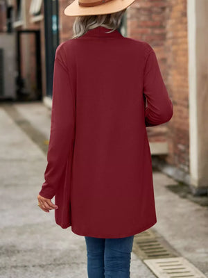 Open-front Dropped Shoulder Cardigan in Light Gray with dropped shoulder