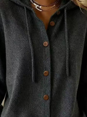 Hooded Button-up Cardigan in Pink, view 17