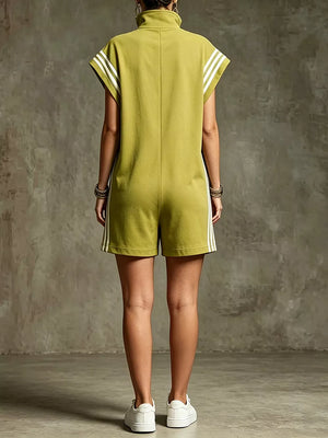 Striped Zip Front Romper, product detail