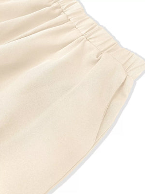 Sleeveless Top And Wide-leg Pants Set in Ivory, fabric detail