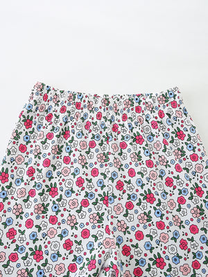 Toddler girls' bikini bottoms with elastic waist and allover floral print.