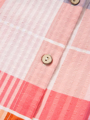 Oversized Check Tunic Shirt in Sherbet, product detail