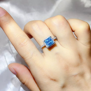 0.3 Carat Sterling Silver Halo Moissanite Ring, side view