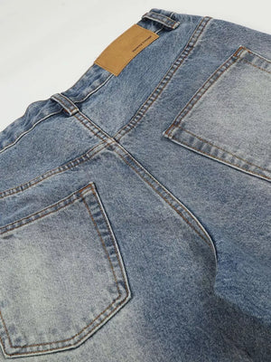 Men's Vintage Wash Wide Leg Denim Capris, fit detail