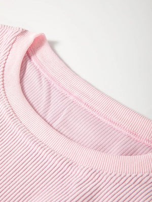 Ribbed Corduroy Oversized Sweatshirt in Dusty Pink, alternate angle