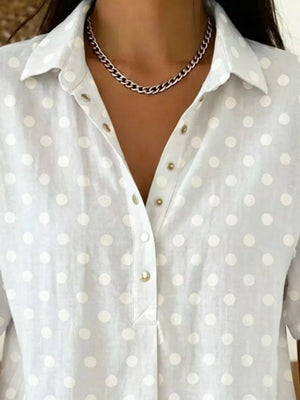 Full Size Polka Dot Short Sleeve Shirt Plus Size, product detail