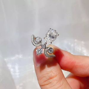 1.2 Carat Pear-cut Moissanite Sterling Silver Ring, side view