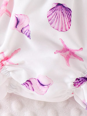 Children's Ruffled Printed Tank And Shorts Set in Shell, view 13