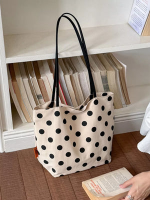 Polka Dot Shoulder Bag in Cream, close-up detail