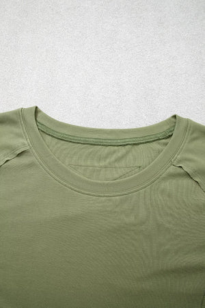 Long Sleeve Round Neck Paneling T-shirt, product detail