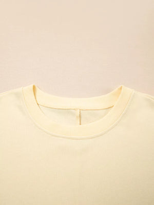 2 In 1 Faux Two Piece Patchwork Sweatshirt in Beige, alternate angle