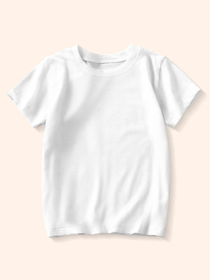 White toddler crew-neck t-shirt made of cotton.