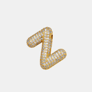 Gold bubble letter Z pendant necklace with zircon stones