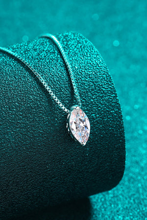 Silver marquise cut crystal pendant necklace with delicate chain