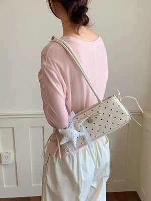 Polka Dot Shoulder Bag in Blush Pink, alternate angle