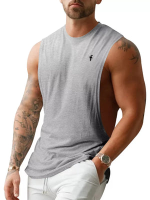 Men's Full Size Round Neck Tank Top Plus Size in Apricot, front view