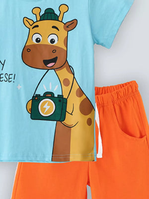 Children's Giraffe T-shirt And Shorts Set, back view