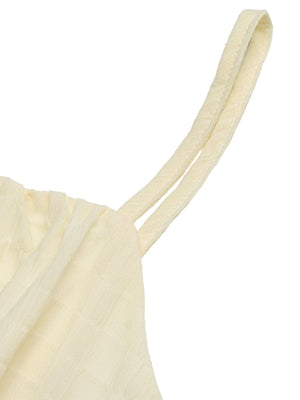 Gathered bodice smocked mini dress in apricot with double strap detail