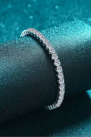 Silver diamond tennis bracelet with clear round-cut stones