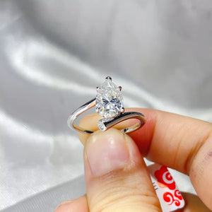 0.3 Carat Solitaire Moissanite Wrap Sterling Silver Ring, back view