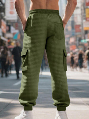 Men's Textured Cargo Joggers Plus Size, close-up detail